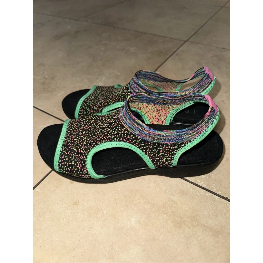 TRAQ by Alegria Women Knit Slingback Sandals‎ Multi Color Size 39